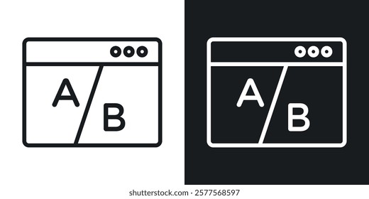 A B test icons in thin black and white stroke liner style
