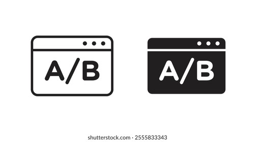 A B test outlined and solid icon vector collection.