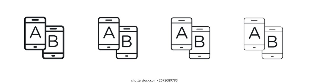A B testing icon. minimal strokes lines for web designs