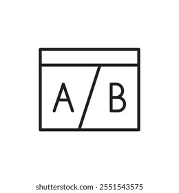 A B testing icon Outline set in black and white color