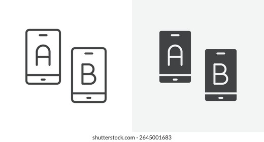 A B testing icon Outline vector sign