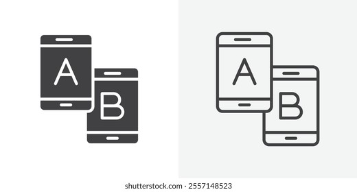 A B testing icon. outlined vector style.