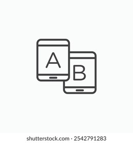 A B testing icon in thin outlined.