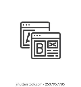 A B Testing line icon. linear style sign for mobile concept and web design. Comparing two versions of a design outline vector icon. Performance optimization symbol, logo illustration. Vector graphics