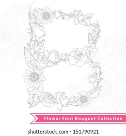 B text Font flowers bouquet  shape outline