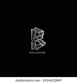 b text logo design different color or style
