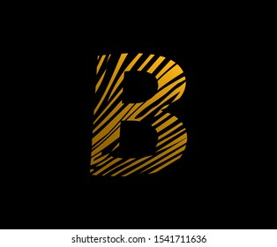B Tiger Strips Logo Icon , Creative abstract Strips Tiger Shape On B Letter vector logo. (sign, symbol, icon, design element). Animal and Wild Life Concept Design.