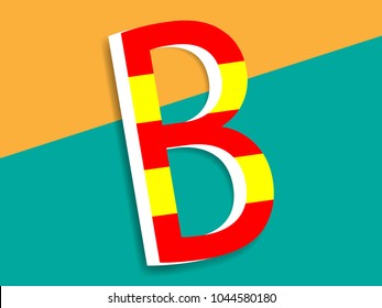 "B" Typographic Logo On Colorful Background. Graphic Font For Your Design Background. Design Concept For Graphic, Banners, Presentations, Wallpaper, Reports. Vector Illustration.  Eps10