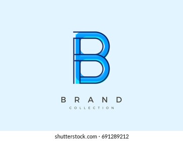 B typography alphabet font logo Icon Abstract Overlay Fusion Design template in white background