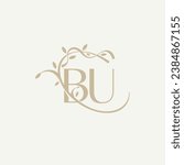 B U BU Beauty vector initial logo, handwriting logo of initial signature, wedding, fashion, jewerly, boutique, floral and botanical with creative template