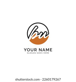 B, U, BU Initial letter handwritten and signature vector image template in round shape logo