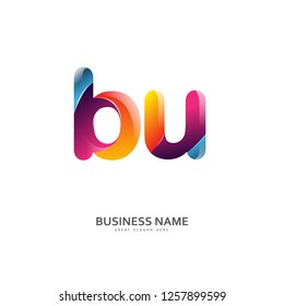 B U BU Logo Letter Design Vector colorful glossy color. Design Template