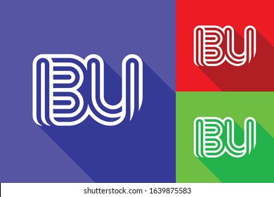 B and U combination Lines Letter Logo Creative Line Letters Design Template