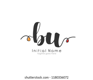 B U Initial handwriting logo vector template