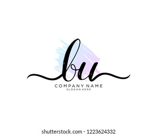B U Initial handwriting logo vector