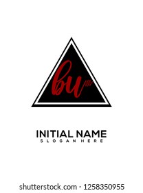 B U Initial Handwriting Logo Template Vector
