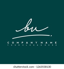 B U Initial handwriting logo vector