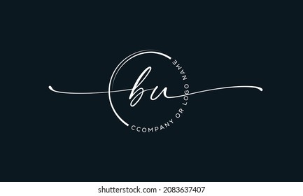 B U Initial handwriting signature logo, initial signature, elegant logo design
vector template.