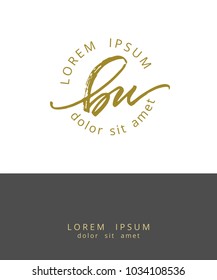B U. Initials Monogram Logo Design. Dry Brush Calligraphy Artwork