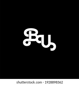 B U letter logo abstract design on black color background. bu alphabet