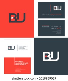 B U, B & U Letters joint logo icon with business card vector template.