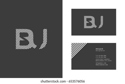 B U line logo joint letter design with Business card template