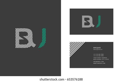 B U line logo joint letter design with Business card template