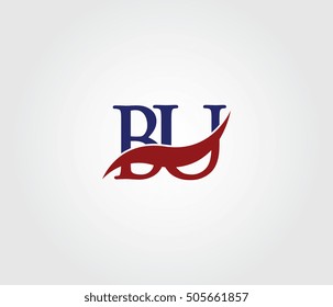 B and U Swoosh Initial Logo Vector