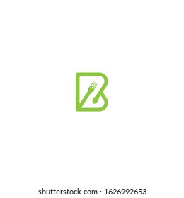 B unique letter logo design with green.