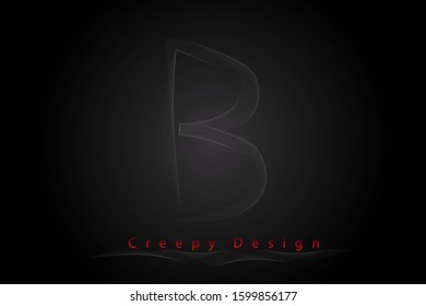 B uppercase letter with gray smoke and soft curved lines. Vector illustration letter for logo, label, monogram, cover, emblem, company name, font, business sign, template, icon or web page design.