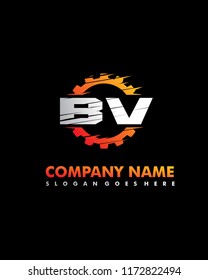B V Initial with gear template vector