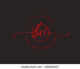 B V Initial handwriting logo vector. Hand lettering for designs
