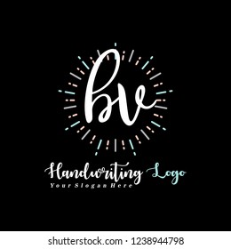 B V Initial handwriting logo vector