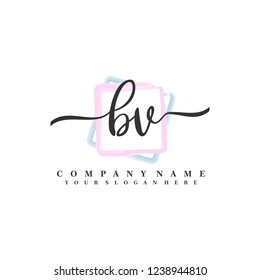 B V Initial handwriting logo vector