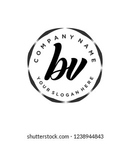 B V Initial handwriting logo vector