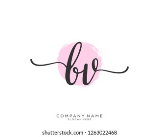 B V Initial handwriting logo vector