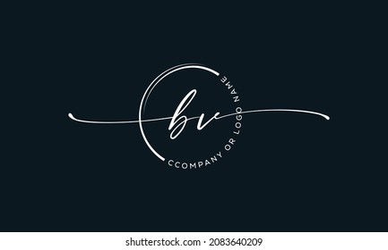 B V Initial handwriting signature logo, initial signature, elegant logo design
vector template.