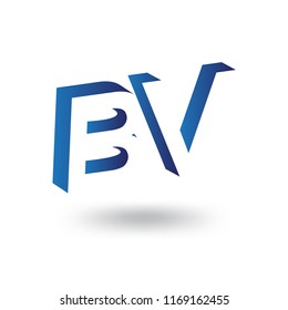 B V initial letter with negative space logo icon vector template