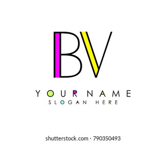 B & V initial minimalist logo template vector