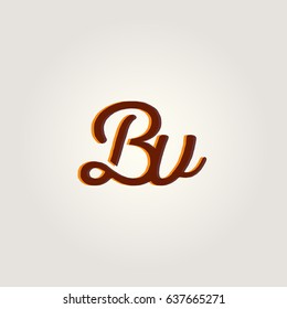 B V running Letter joint logo design vector element
