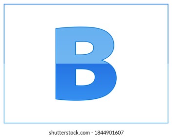 B vector font, made of dark and light blue colors. For letter logo, brand label, creative poster and more. İsolated illustration with thin frame on white background
