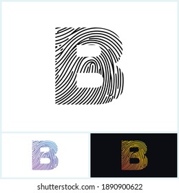 B Vector Letter base logo. Initial letter b vector Icon Fingerprint Black white and colorful Concept