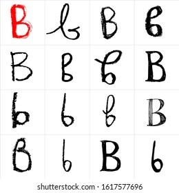 B. Vector letters. Hand drawn letters. Letters drawn using spray can, inkpen, highlighters and others materials. Variety materials, lines and devices. Set of templates.