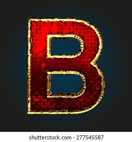 b vector red letter with gold