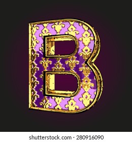 b vector violet letter with gold