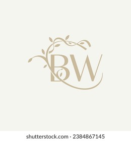 B W BW Beauty vector initial logo, handwriting logo of initial signature, wedding, fashion, jewerly, boutique, floral and botanical with creative template