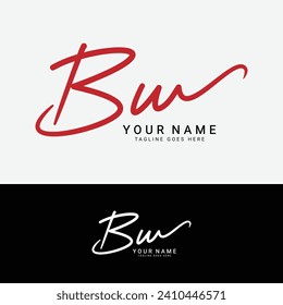 B, W, BW Initial handwriting or handwritten letter logo for identity. Logo with signature, wedding, fashion, floral, botanical and hand drawn in style