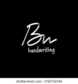 B w Bw initial letter handwriting and signature logo. isolated black background