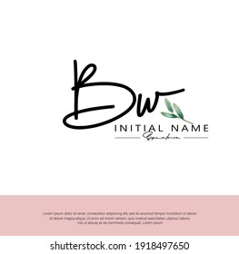 B W BW Initial letter handwriting and signature logo. Beauty vector initial logo .Fashion, boutique, floral and botanical