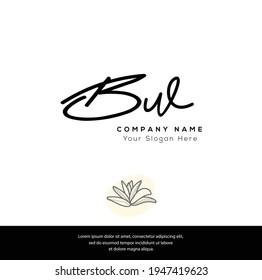 B W BW Escritura manuscrita inicial y logotipo de la firma. Logo inicial del vector de belleza .Moda, boutique, floral y botánica	